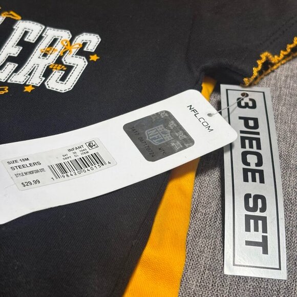 NFL Pittsburg Steelers Infant 3pk Bodysuits, 18 mos - Picture 5 of 9